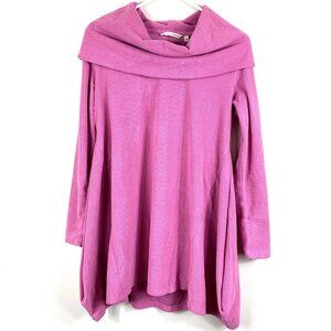 Soft Surroundings Darcy Cowl Neck Waffle Knit Tunic in Pink - Size Small